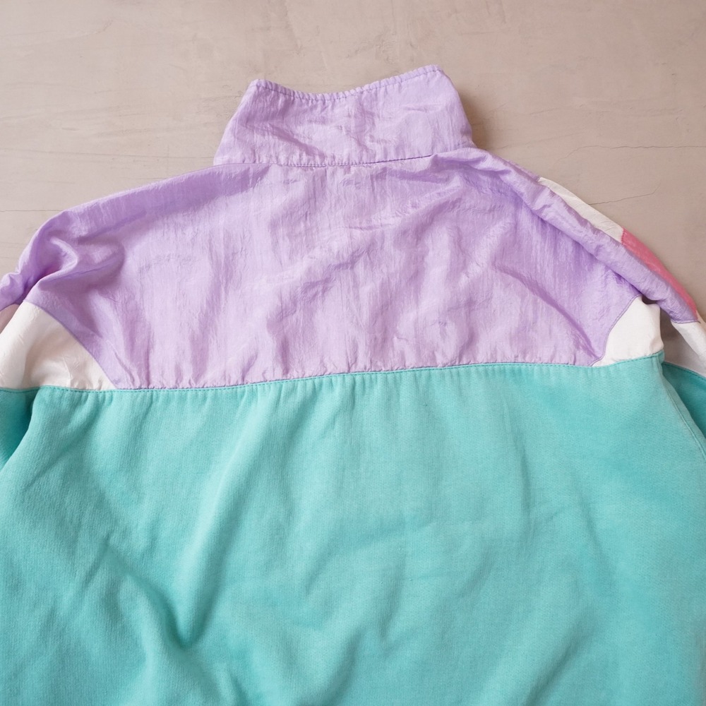 Bold Spirit Vintage 90s Colorblock Quarter Zip Pullover Teal Purple Pink Large - Picture 4 of 7